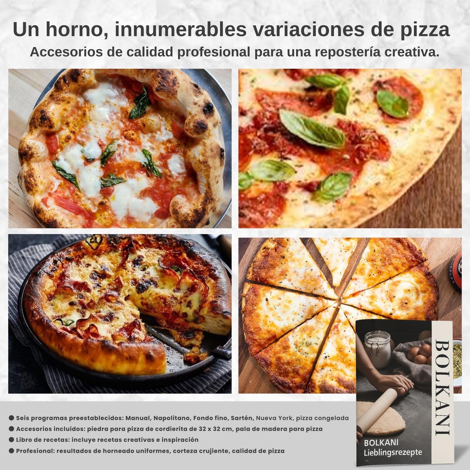 Horno eléctrico para pizza con piedra para pizza, 450 °C para pizza crujiente en 2 minutos, 1700 W, temporizador, iluminación interior y ventana, horno compacto para casa (negro)