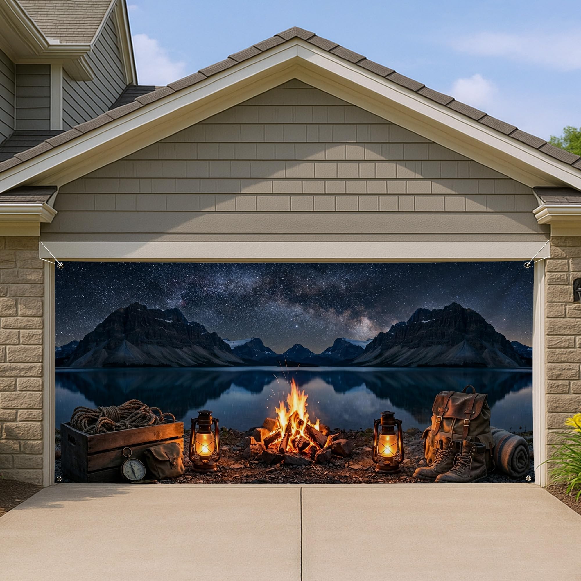 Couverture de porte de garage paysage de montagne décor d'hiver 397x210 cm - 7