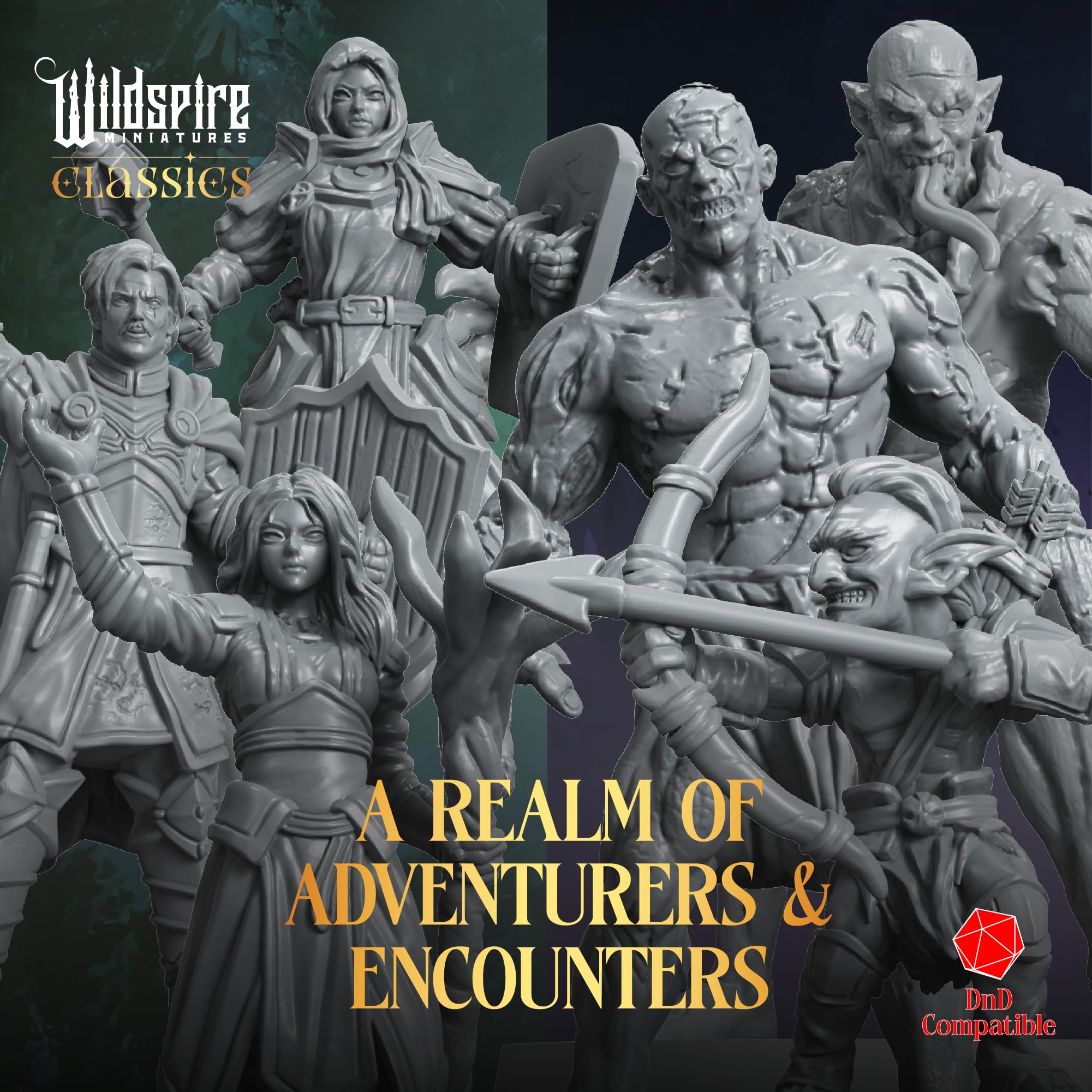 Il Set del Regno - 195 miniature - Eroi, Mostri, Personaggi NPC per Miniature DND Bulk I 28mm Dungeon Dragons D&D Miniature I DND Minis D&D Figure I Pathfinder, Daggerheart, Realm Reforged