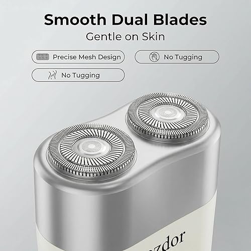 Miniatura 3 de Mini afeitadora eléctrica, maquinilla de afeitar eléctrica para hombres, maquinilla de afeitar de aleación portátil, recargable USB-C, doble hoja,