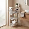 homcom kitchen trolley with 4 levels storage trolley with worktop basket and hooks kitchen help on wheels serving trolley for kitchen bathroom office living room white