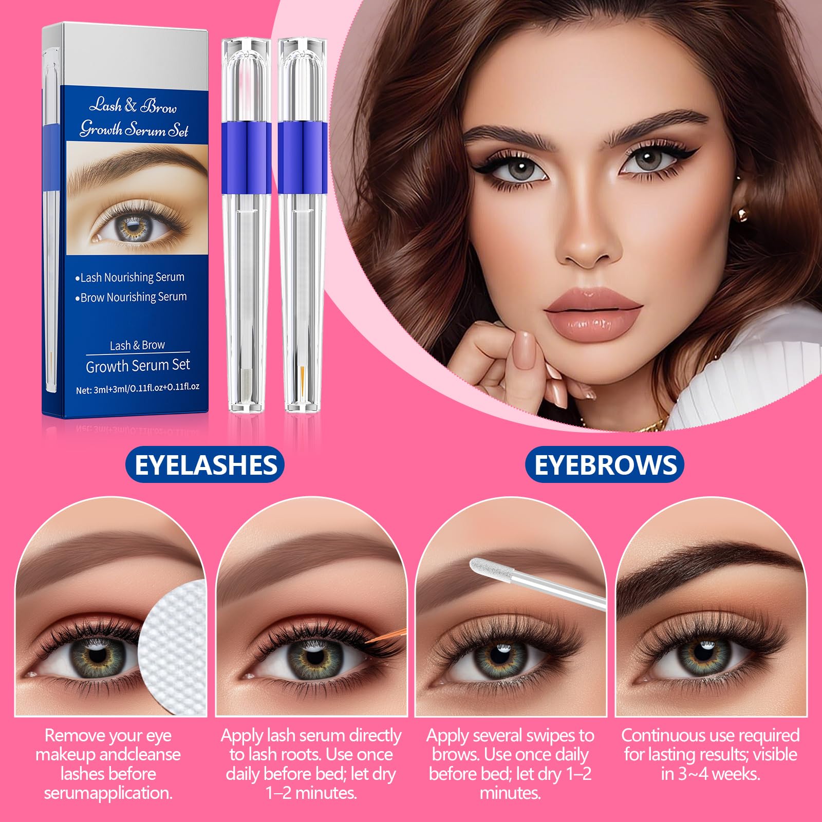 Serum Pestañas y Cejas Crecimiento Set 2 Piezas, Serum Pestañas Crecimiento + Serum Cejas Crecimiento y Densidad, Fortalecedor de Pestañas, Lash Serum para Crece Pestañas Rápido Mujer — view 6