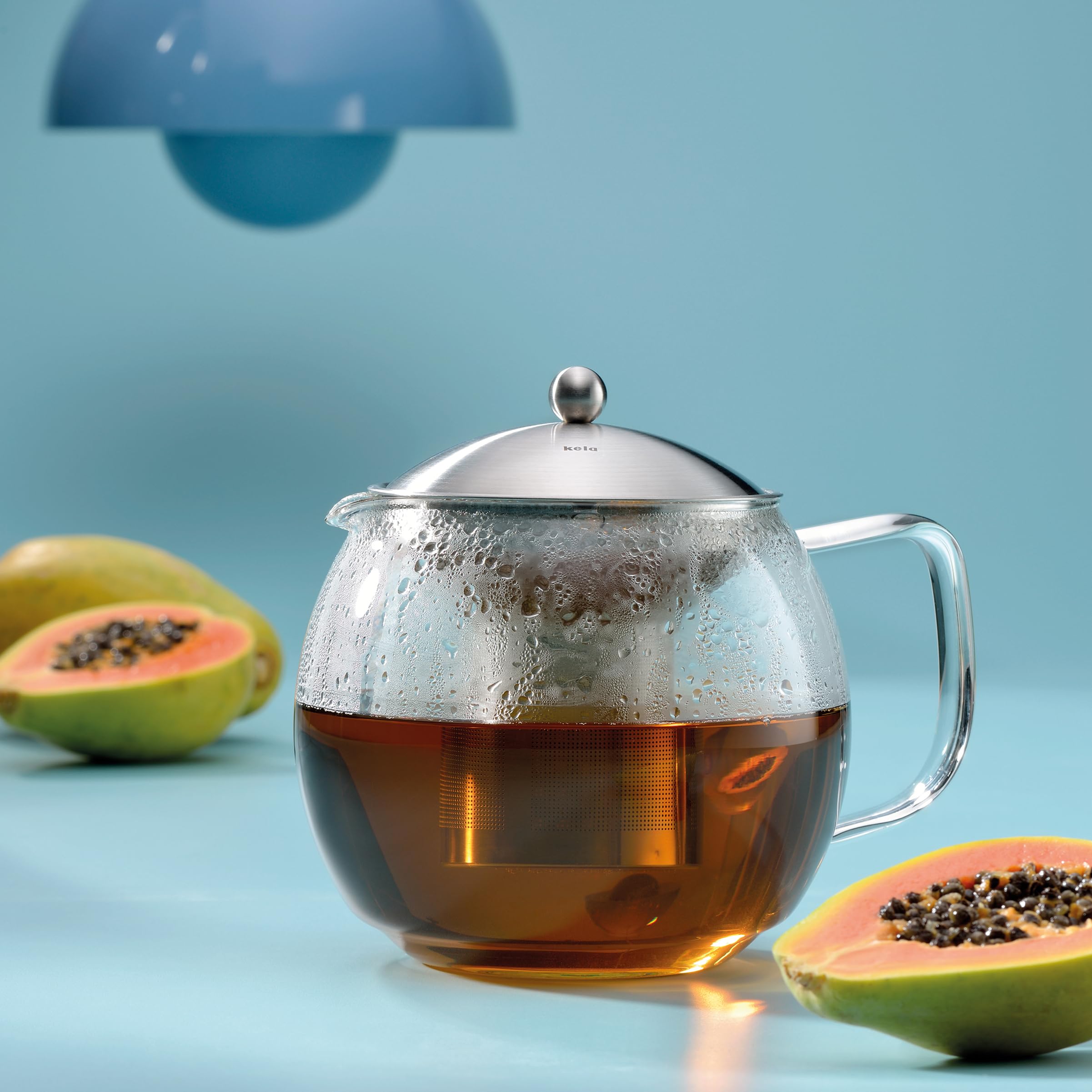 kela Théière en verre avec filtre, en verre 1,5 l CYLON, Verseuse en verre pour thé en vrac et sachets de thé