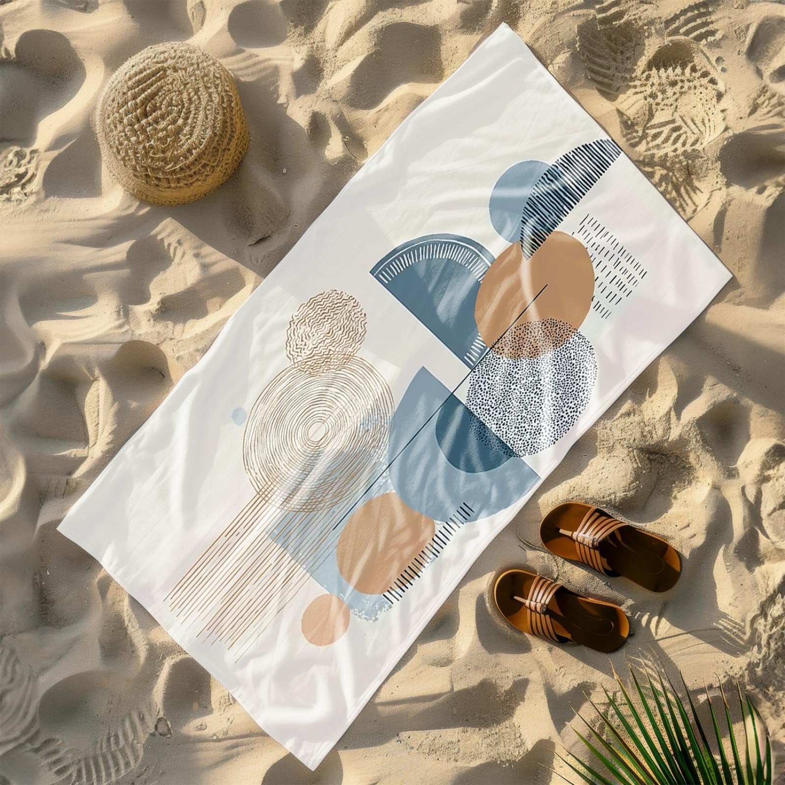 Genérico Toalla Playa 90X180 Patrón Marrón Claro Azul Grande Toallas de Playa Microfibra Ligera Secado Rápido Sin Arena para Mujer Hombre Viajes Vacaciones Natación Camping