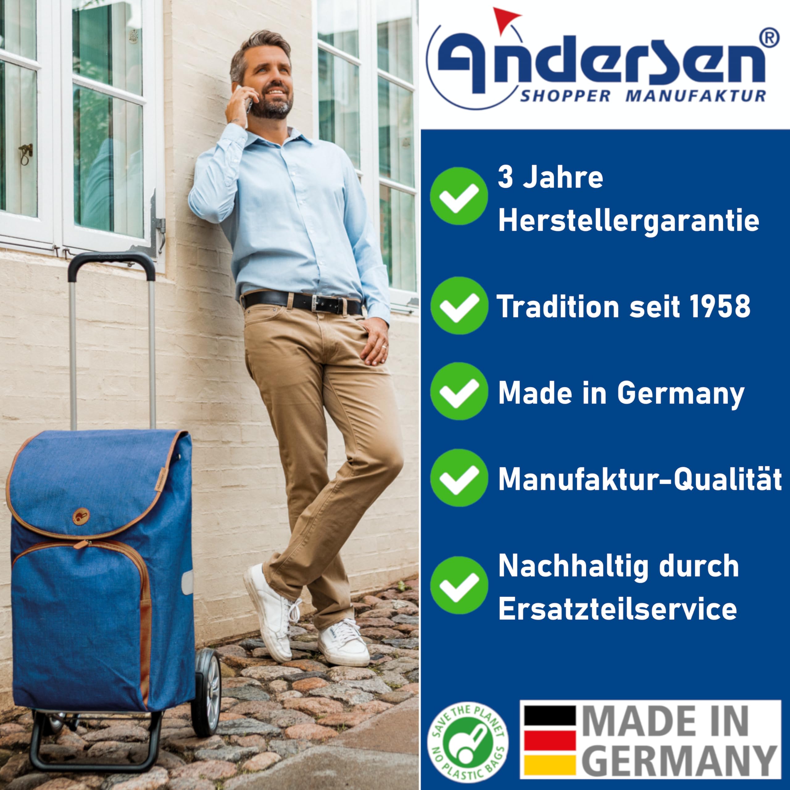 Andersen Einkaufstrolley - klappbar - 54 Liter - Treppensteiger