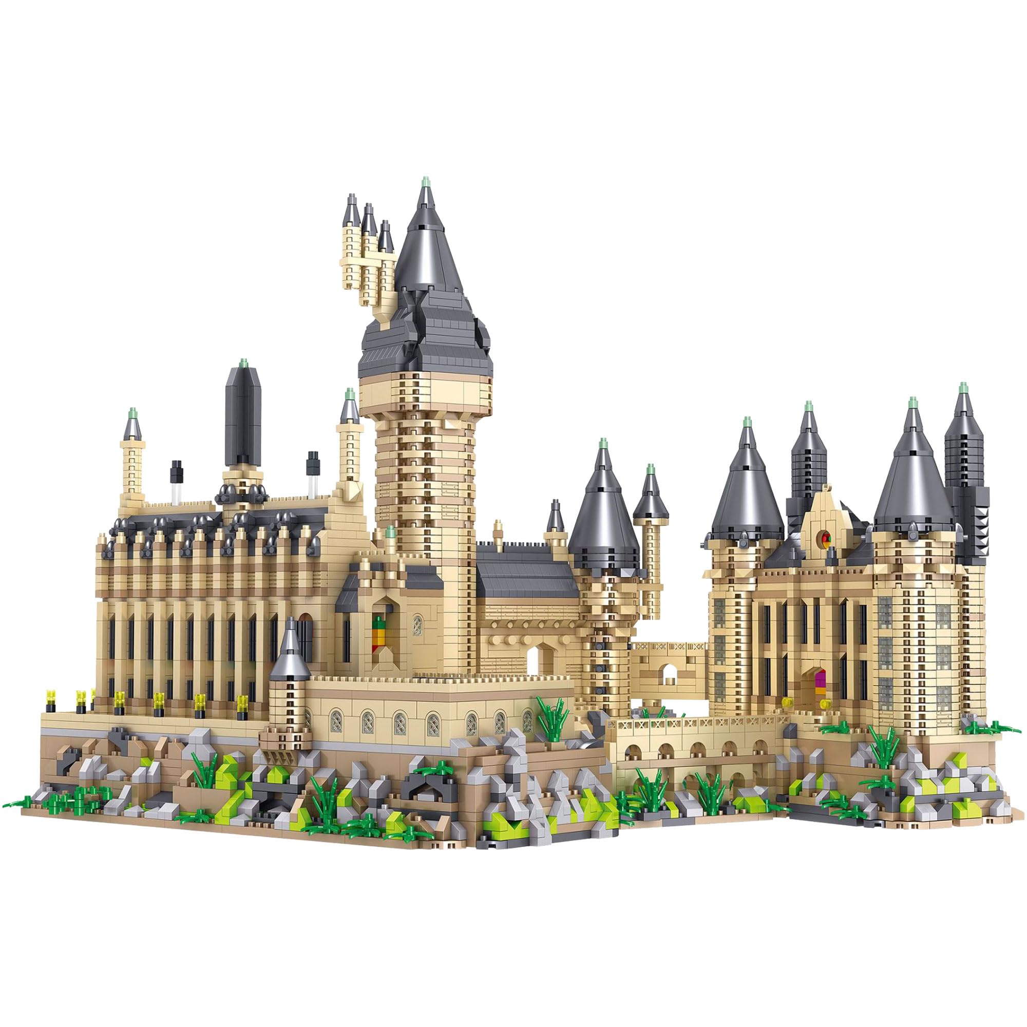 Magic Harry Castle Diamantsteine-Bauset mit Beleuchtung, mittelalterliches modulares Burgblock-Set für Erwachsene, Jugendliche ab 14 Jahren, Nicht kompatibel mit Lgo- 5436 Teile