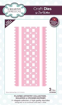 Sue Wilson Filigree Artistry Collection-Squares & Crosses Border, Metal, 13.4 x 5.3 cm