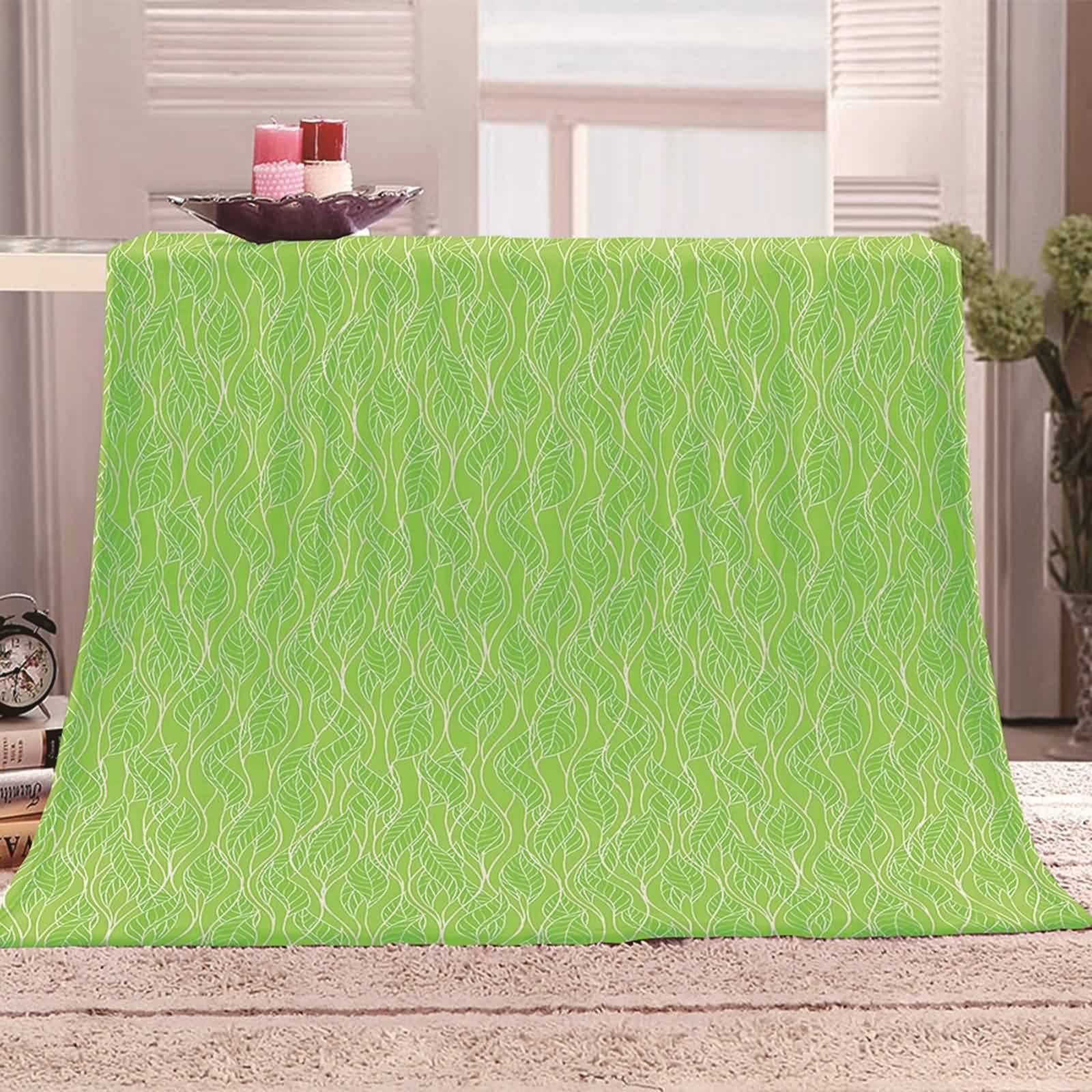 Warm Blanket, Fleecedecke Grün 150 x 200 Flanell Kuscheldecke Blatt Flanelldecke Weich Kuschelig Wohndecke Sofa Bett Geschenk