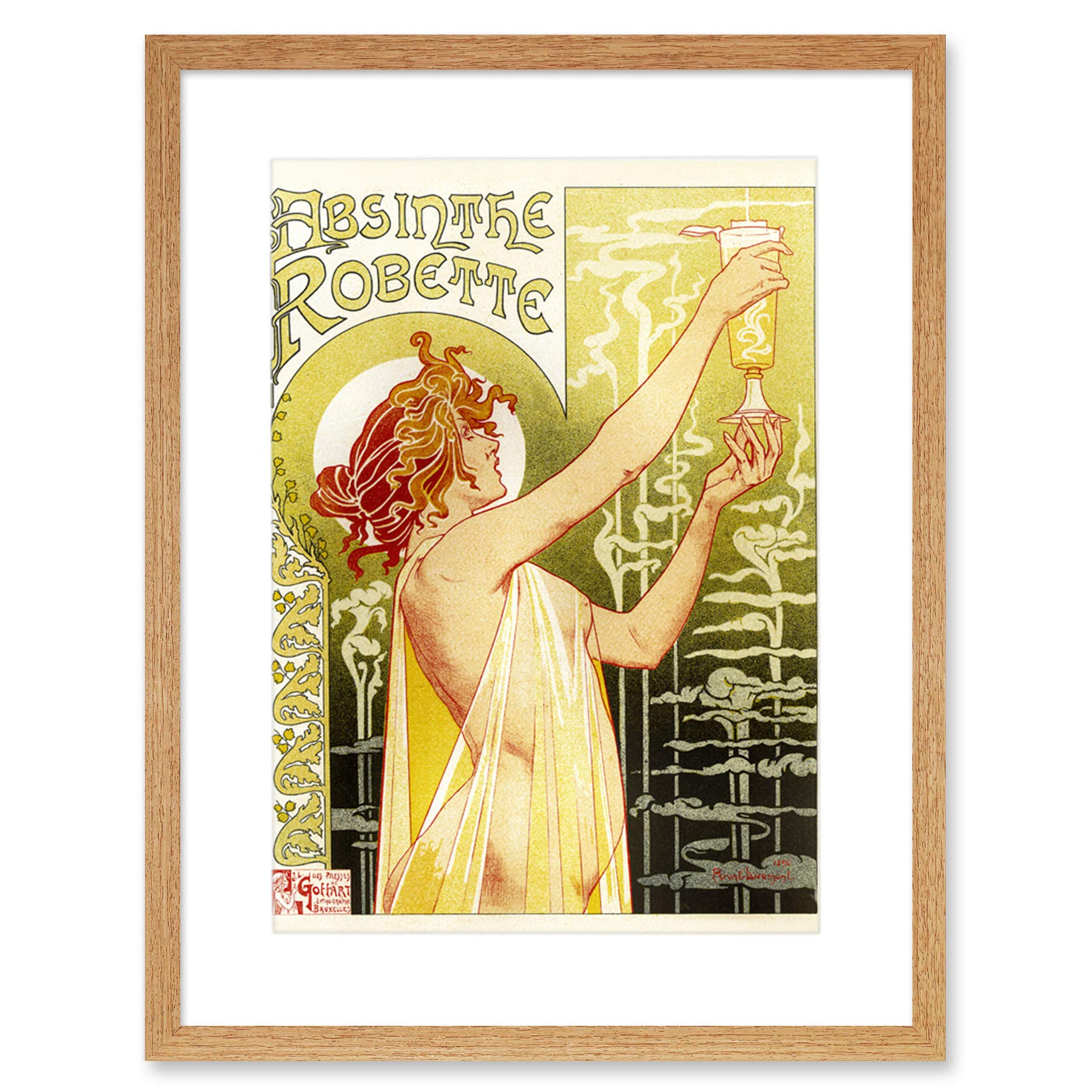 Wee Blue Coo Absinthe Robette Belgium Classic Artwork Framed Wall Art Print 12X16 Inch