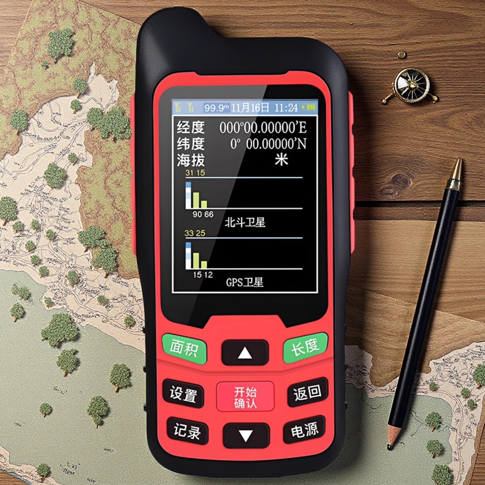 Equipo de medición GPS/Beidou, pantalla 2.4, GPS de mano para campo/granja, medición rápida de área/longitud