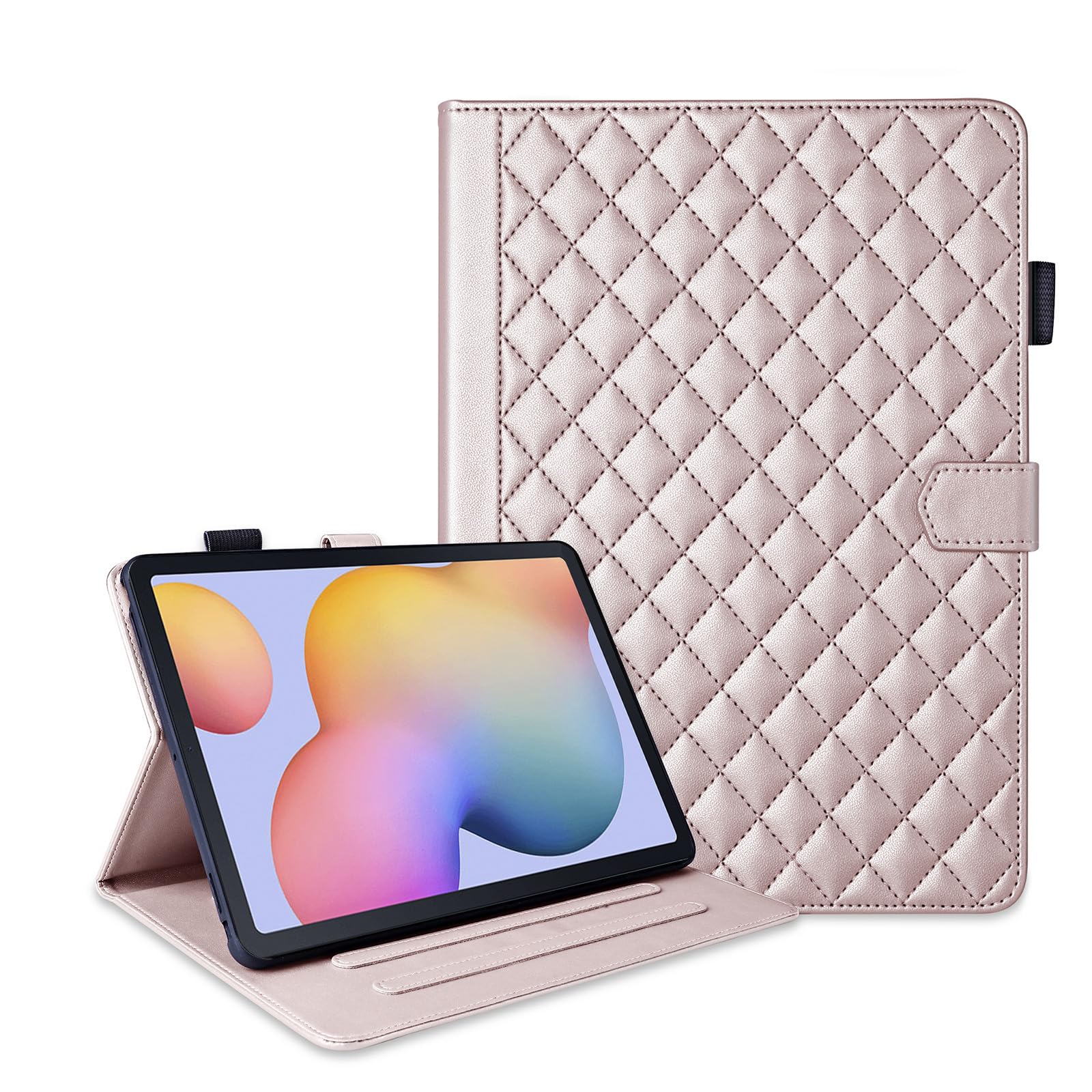 Custodia per Samsung Galaxy Tab A7 10.4 Pollici 2022/2020 SM-T500/T505/T507 Business Pelle PU Tablet Cover per Galaxy Tab A7 con Portafolio Supporto Funzione Oro rosa - 3