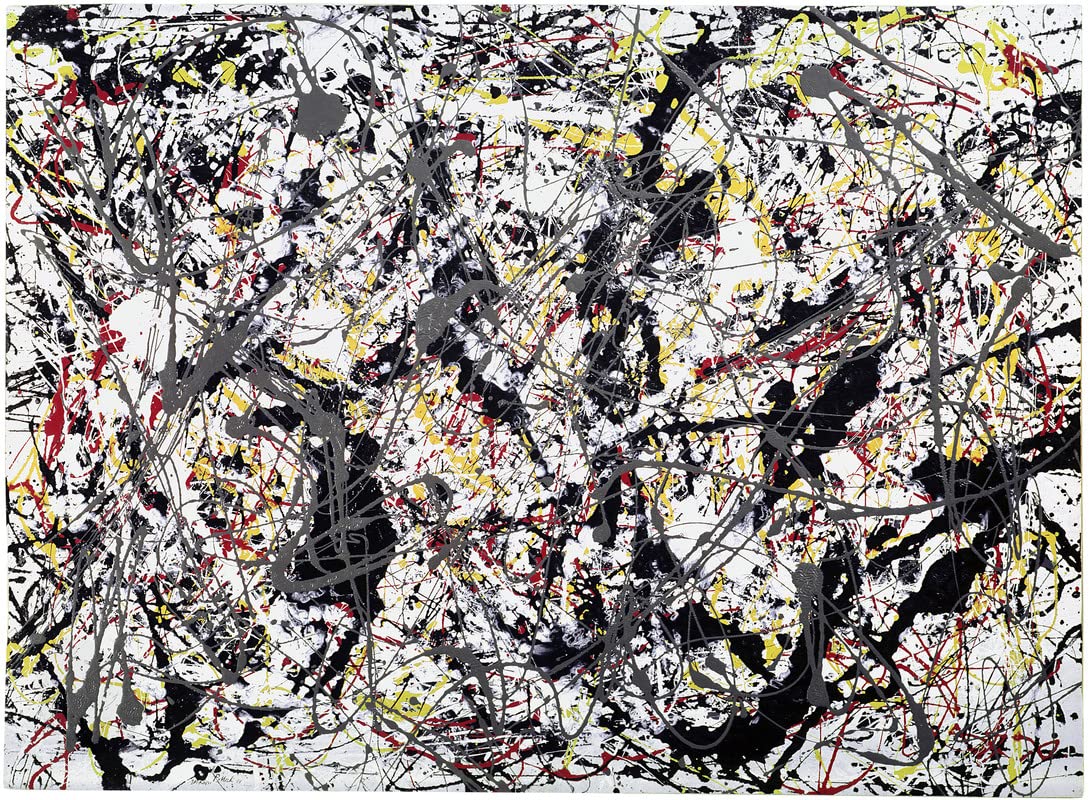 Amazon.co.jp: Jackson Pollock Silver on black white yellow and red