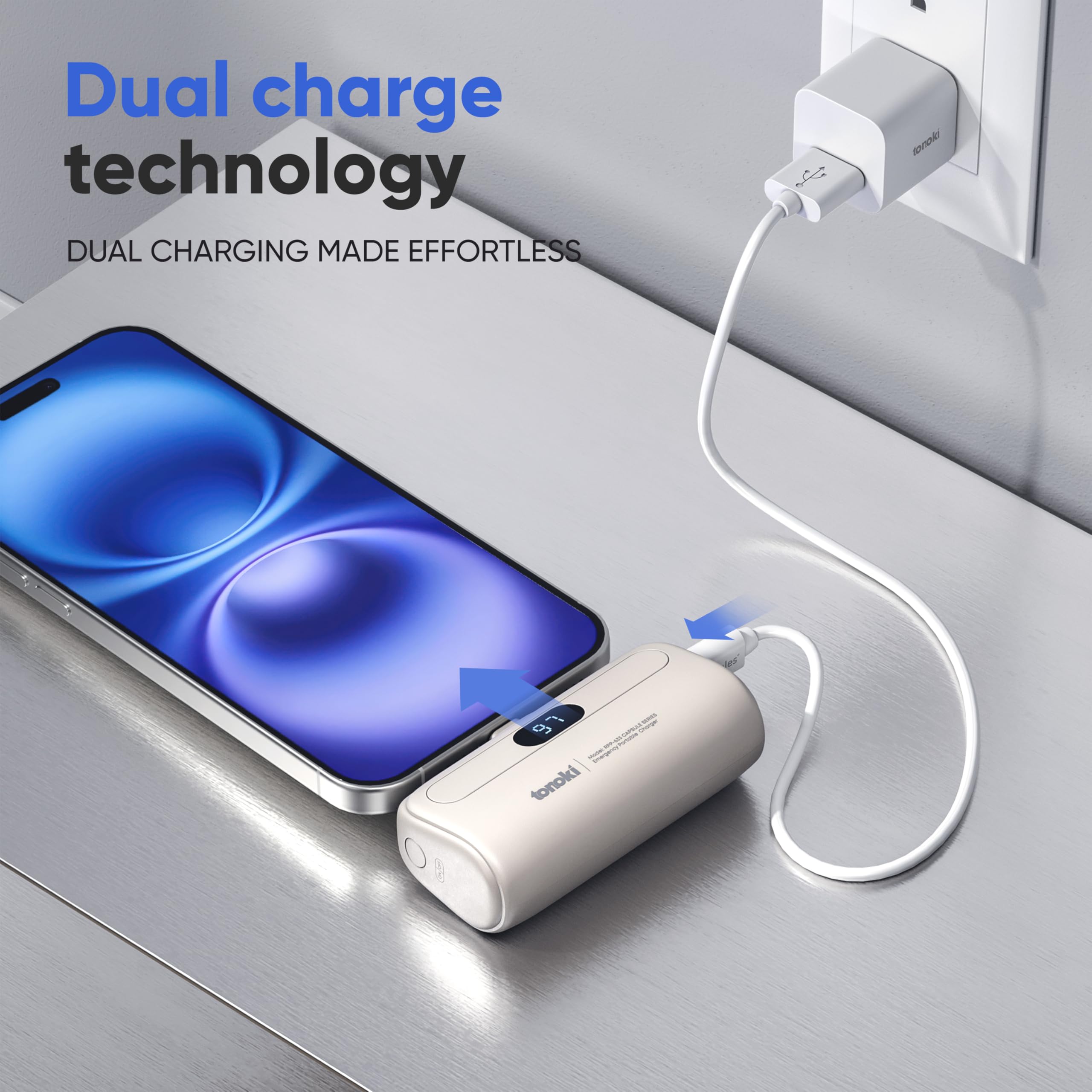 Amazon.com: TONOKI 5000mAh, Compact Lightning Power Bank for