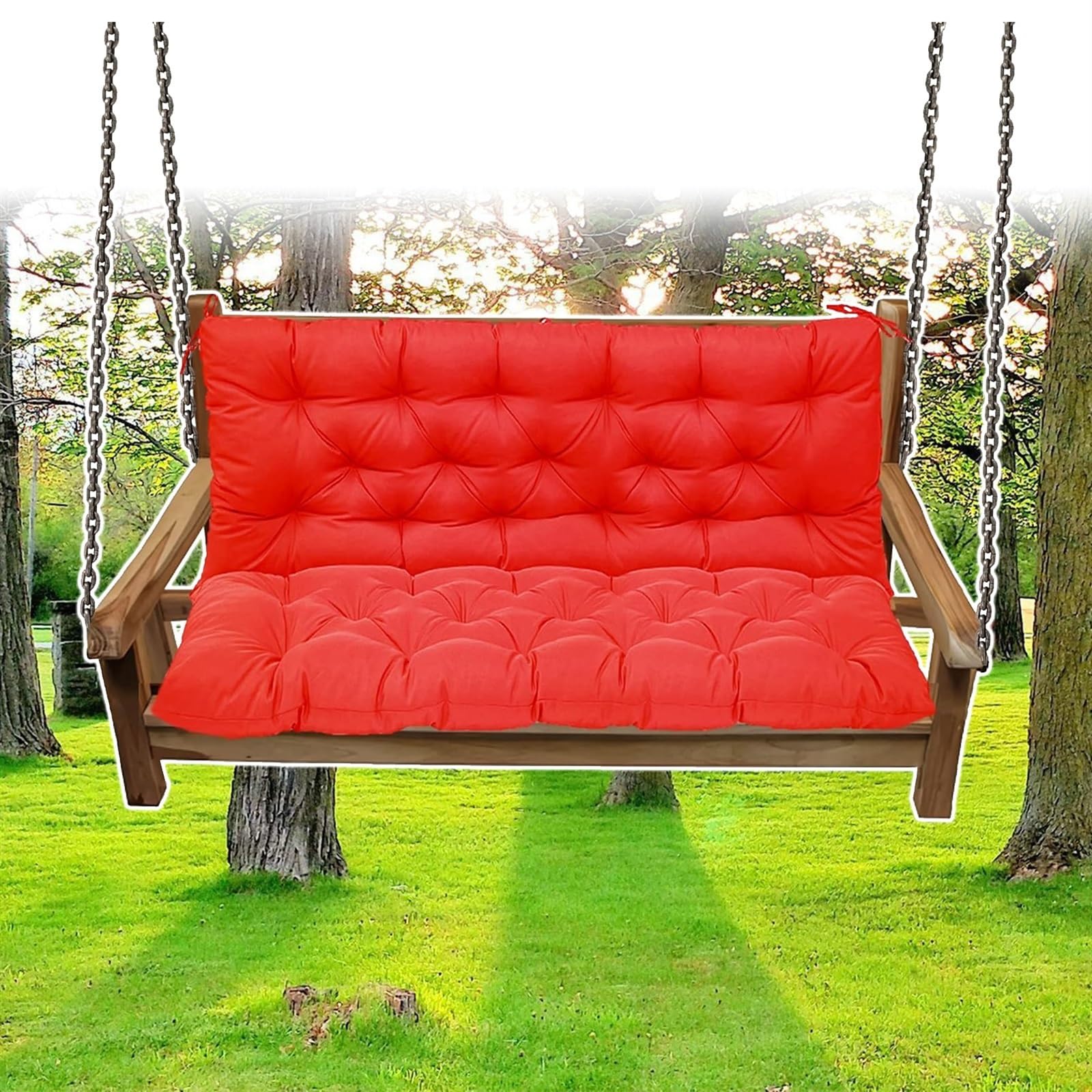 DLLDLGG Swing Replacement Seat Cushions, 2-3 Seater for 4'' Thick Garden Patio Furniture Porch Swing Cushion, with Ties for Outdoor Furnitur with Backrest