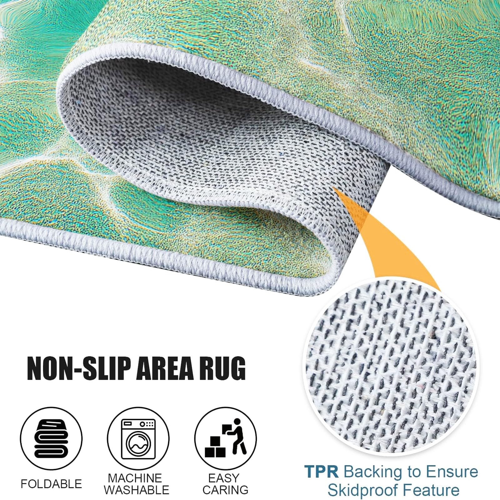 Generisch Waschbarer Teppich Flanell rutschfest - Moderner 3D Wasser Optik Läufer für Wohnzimmer, Küche & Flur, Kurzflor Bodenmatte für Erwachsene & Kinder, Blau80 x 150 cm