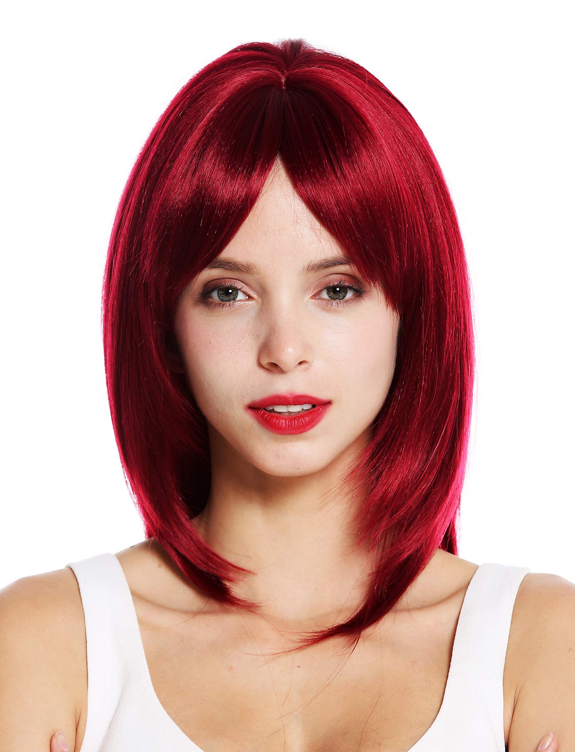WIG ME UP - VK-48-1 quality women's wig shoulder length layered long fringe parted red wine red, Eggplant red (118), Länge: ca. 45 cm - Image 3