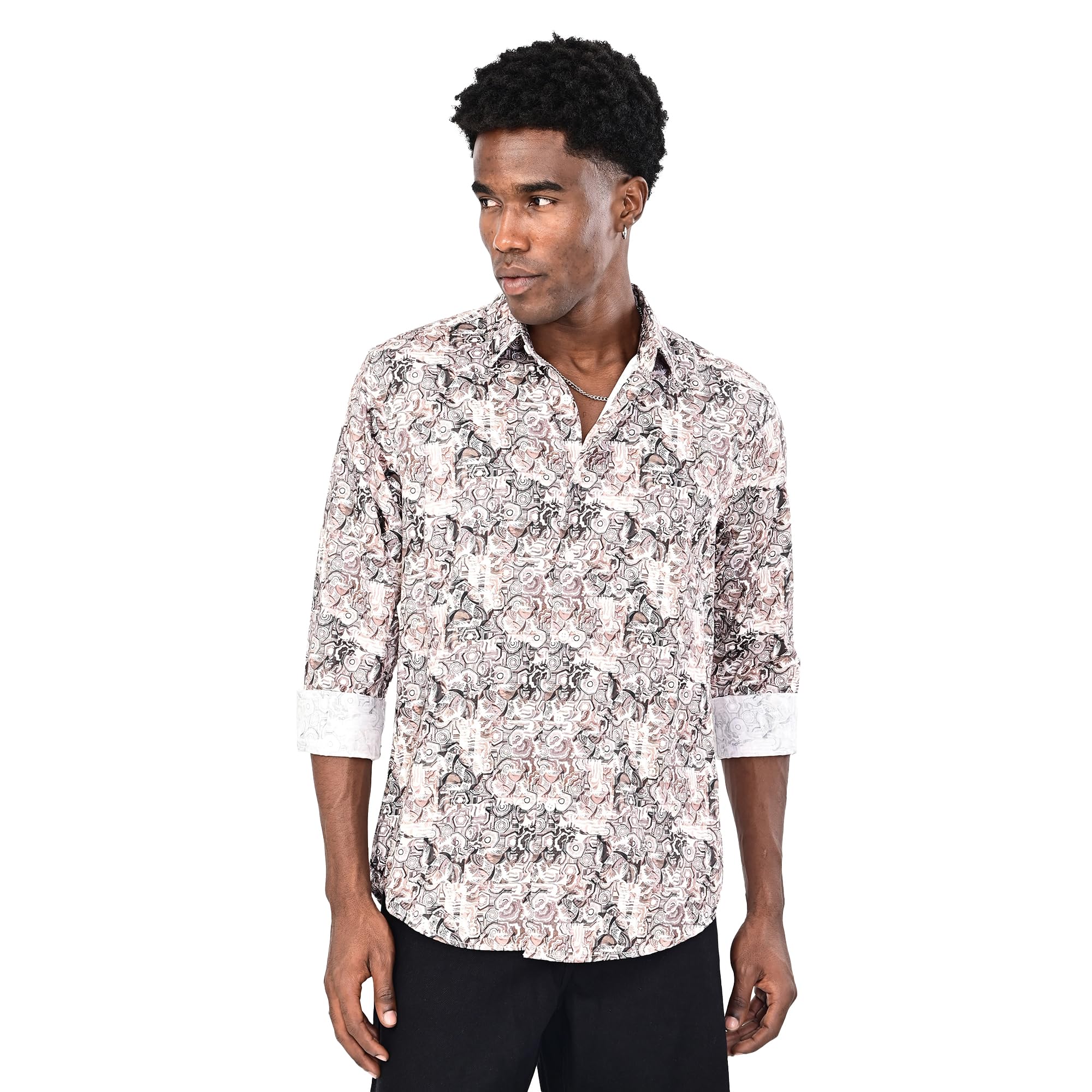 Mens Cuff Sleeve Shirt Cotton Regular Classic Spread Collar Adult-image-24