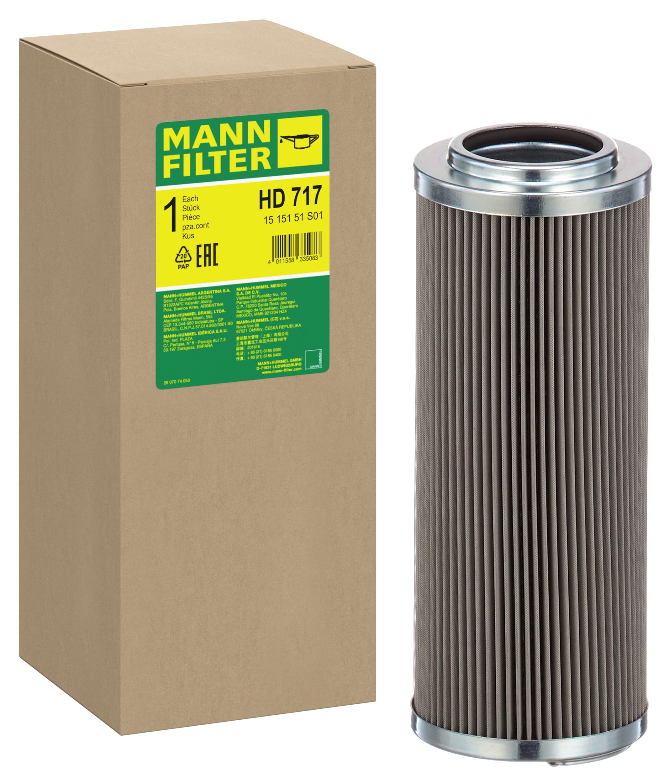 MANN-FILTER, HD 717 Sistema idraulico | Per Off-Highway, Fluido idraulico puro, Filtrazione massima, Protezione sistema idraulico, Qualità originale OE