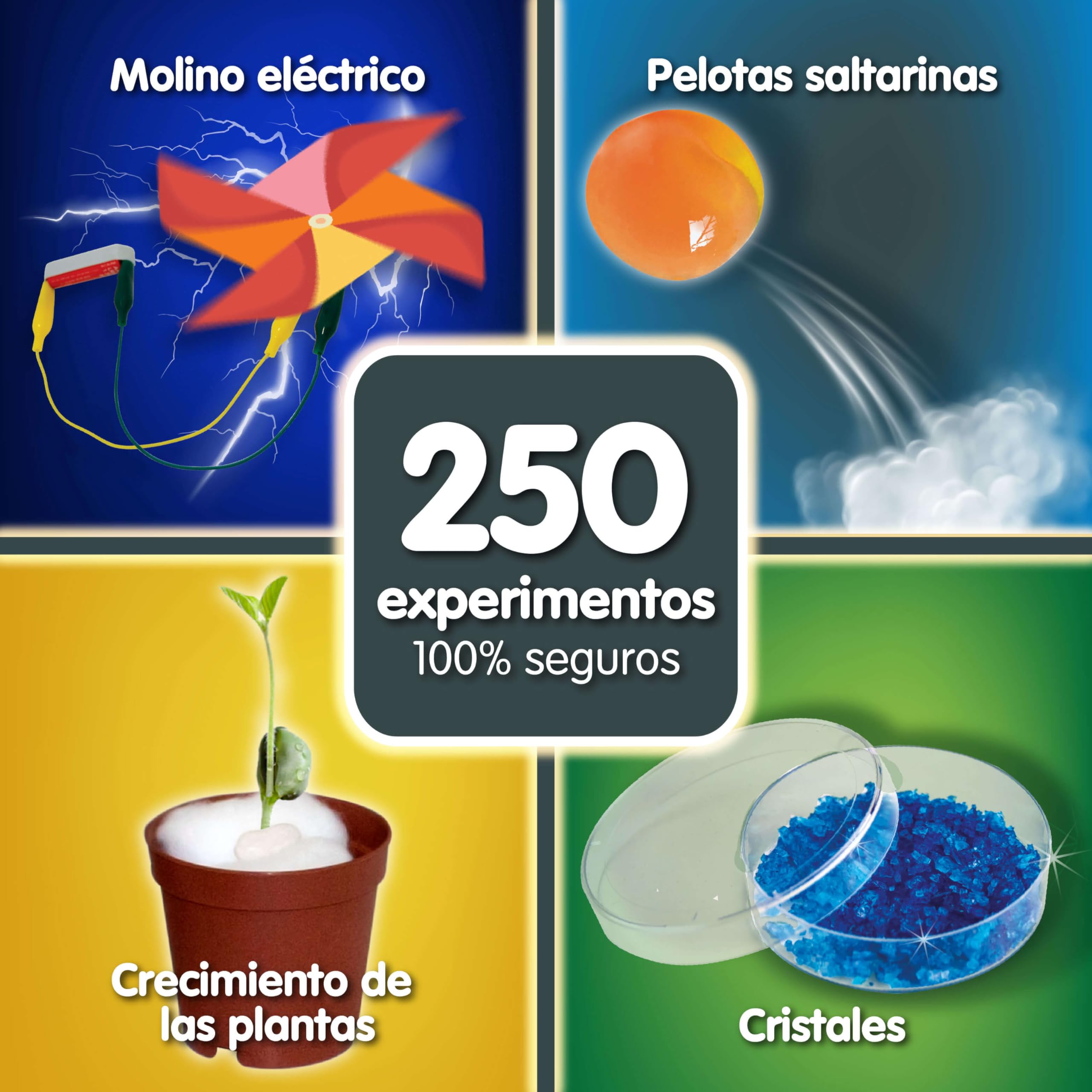 Science4you Kit Científico 250 Experimentos, Juguete Educativo para Niños 8-11+ Años, Aprende Física, Química, Geología y Biología, Mega Kit