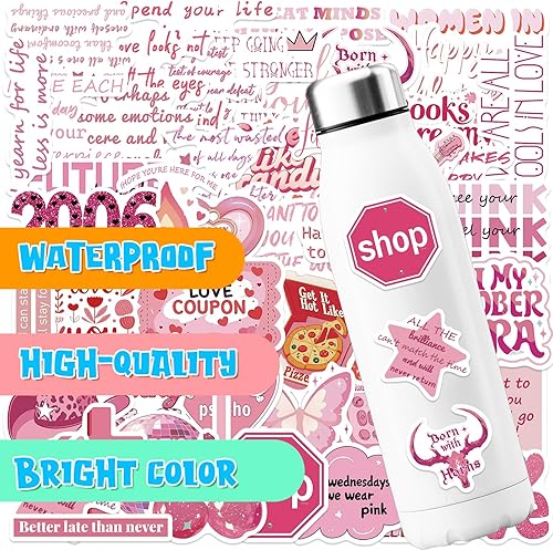 Miniatura 4 de 50 calcomanías románticas para Kindle, paquete de calcomanías de lectura rosas para mujer, calcomanías de vinilo impermeables para libros, botellas,