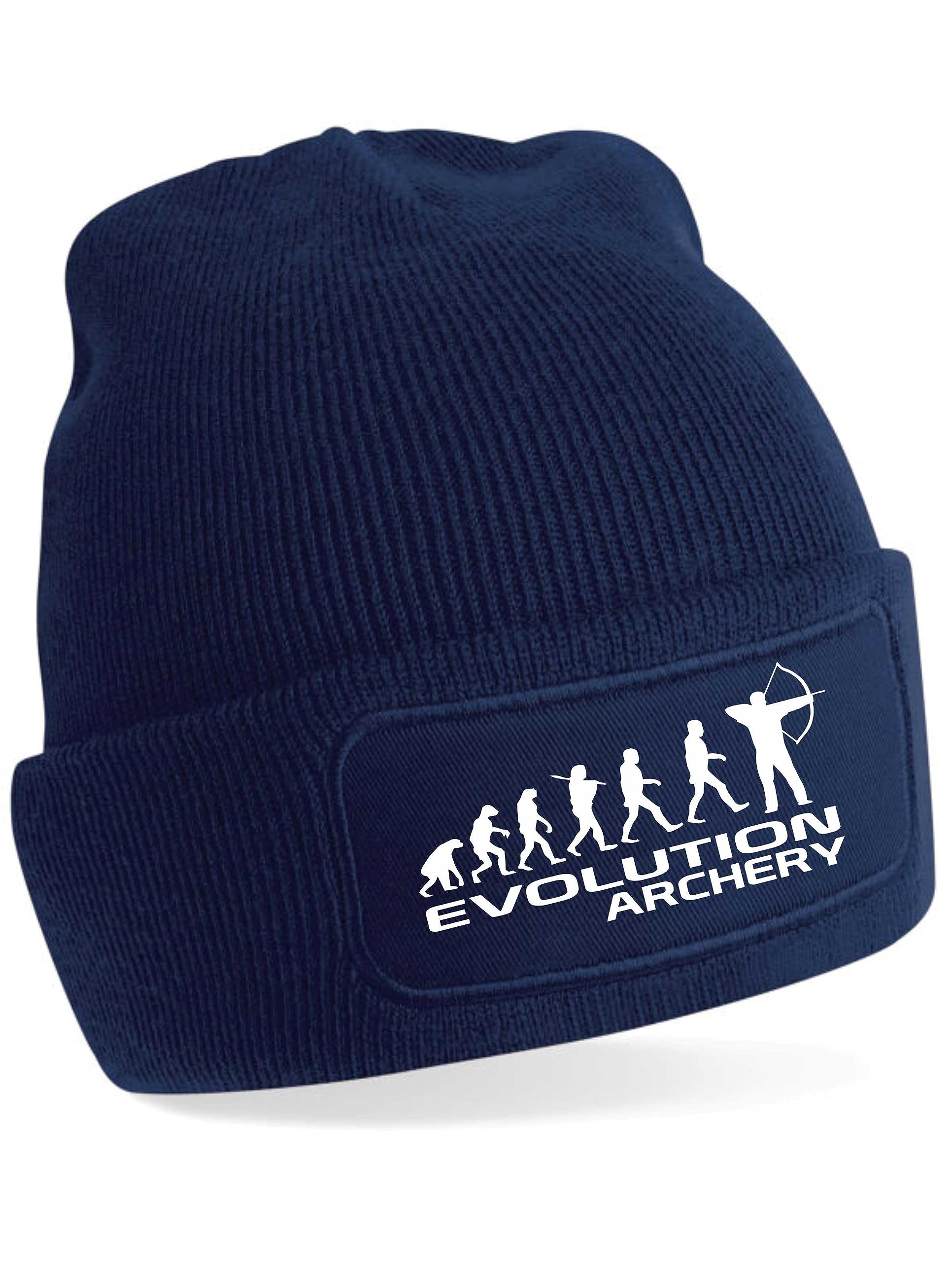 Print4U Evolution of Archery Beanie Hat Sport Hobbie Gift for Men & Ladies Blue