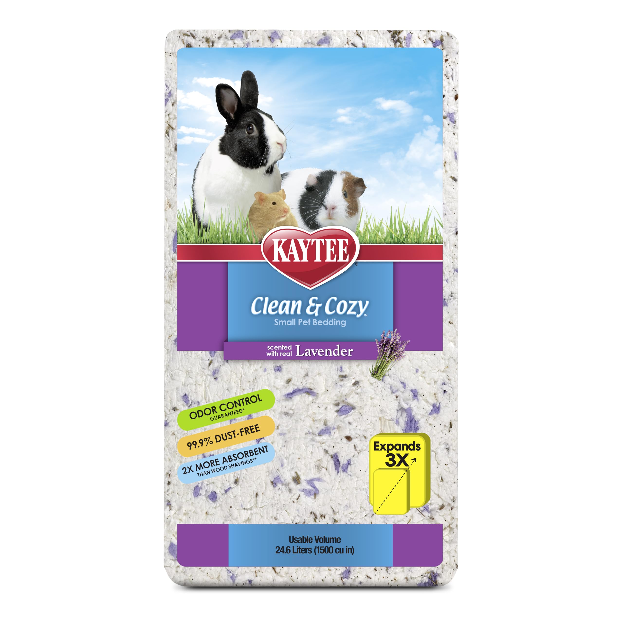 Kaytee Clean & Cozy Lavender Bedding For Pet Guinea Pigs, Rabbits, Hamsters, Gerbils, and Chinchillas, 24.6 Liters