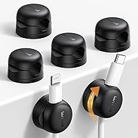 Lamicall 6-Pack 360° Rotatable Cord Organizers, Spring Lock Cable Clips - Adhesive Desk Cable Management for Nightstand, Office, Home