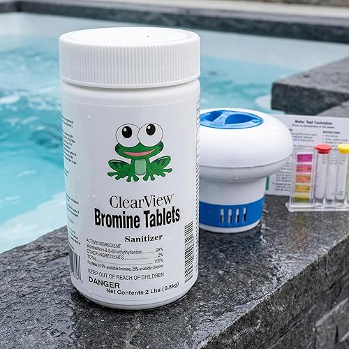 Miniatura 5 de ClearView Tabletas de bromo de 1 pulgada y 2 libras para spas, pestañas de bromación, desinfectante químico para piscinas y jacuzzis, mata bacterias