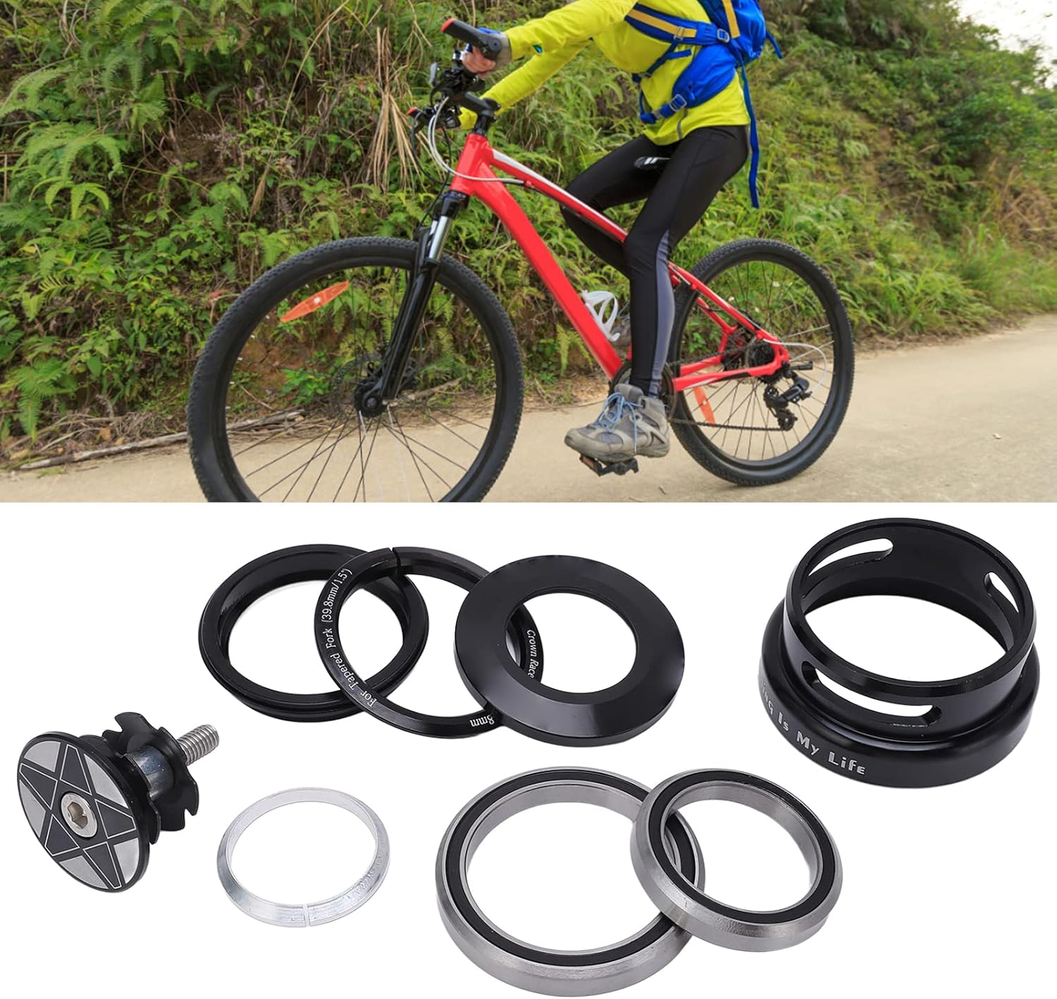 マウンテンバイクヘッドセットダブルベアリングシールされた防水フロントフォークステムヘッドセット44-49.7mmフレーム