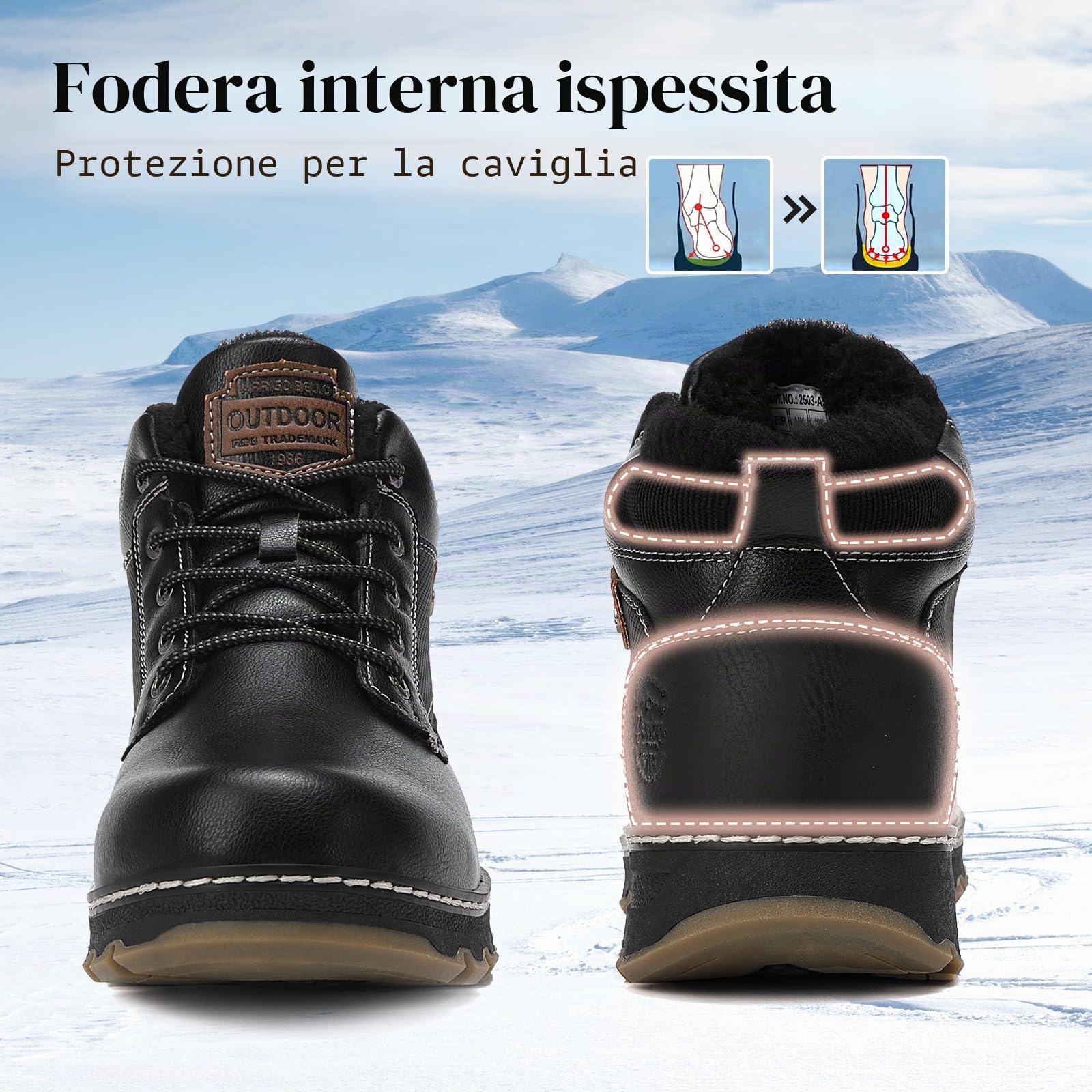 ARRIGO BELLO Stivali Uomo Invernali In Pelle Scarpe da Neve Calda Foderato Scarponcini Trekking Stivaletti Outdoor EU41-46