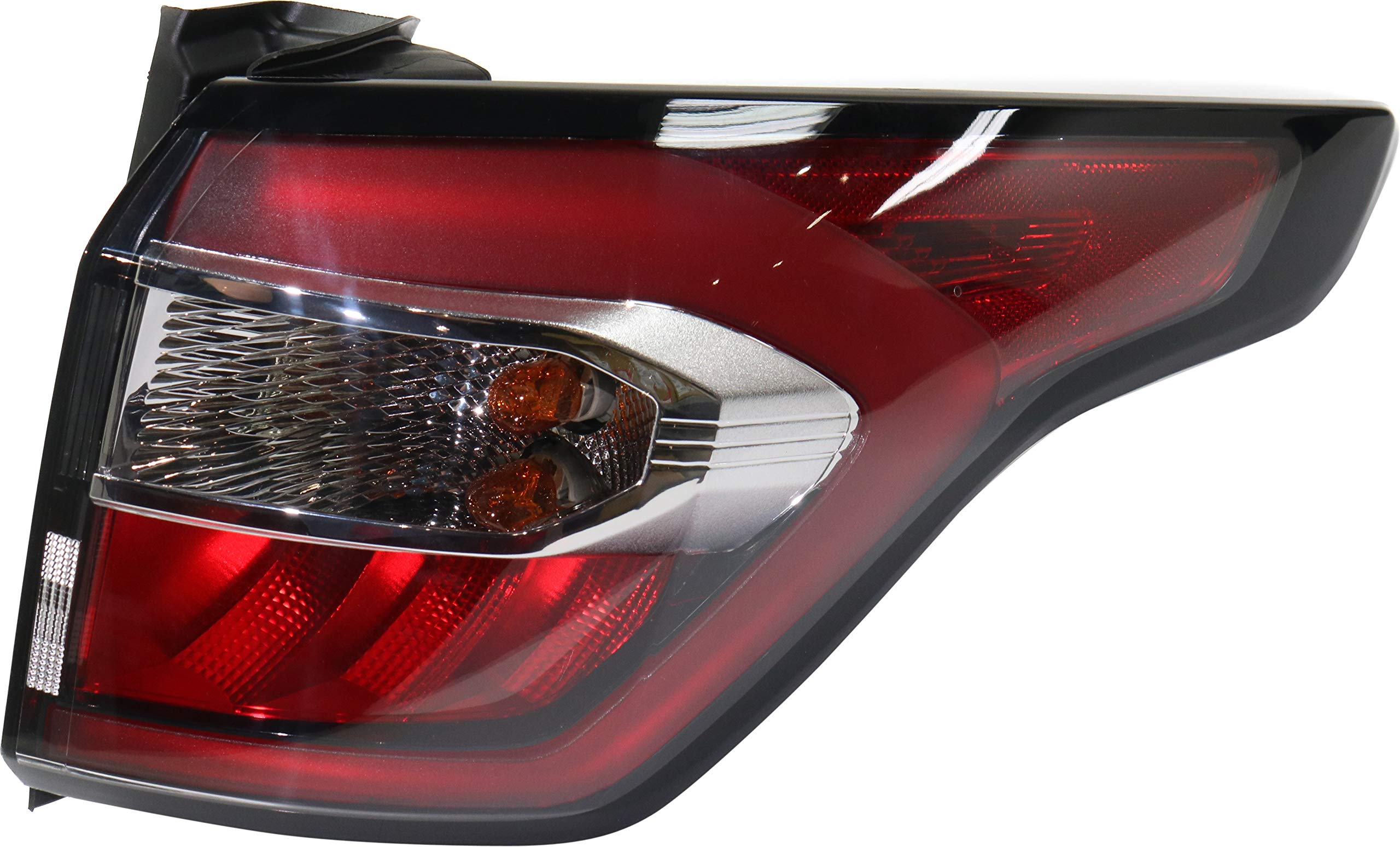 Evan FischerTail Light Assembly Compatible with 2017-2018 Ford Escape Red & Clear Lens Chrome Interior CAPA Passenger Side Outer