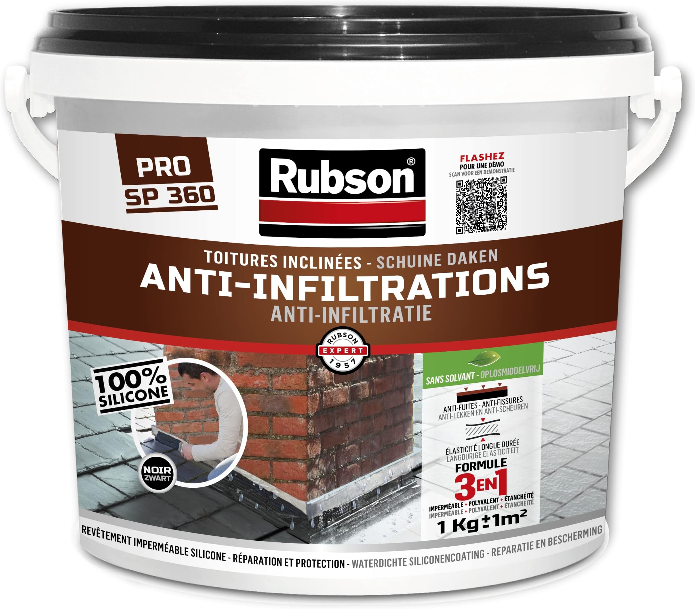 Rubson1384556 Stop Leak All Roof (Flat and Sloped) Black 1kg