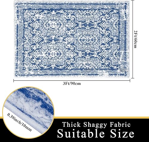 Miniatura 2 de Vaukki - Alfombra de pasillo, suave y peluda, alfombra antideslizante lavable, para lavandería, cocina, granja, baño, entrada y dormitorio (2 x 3