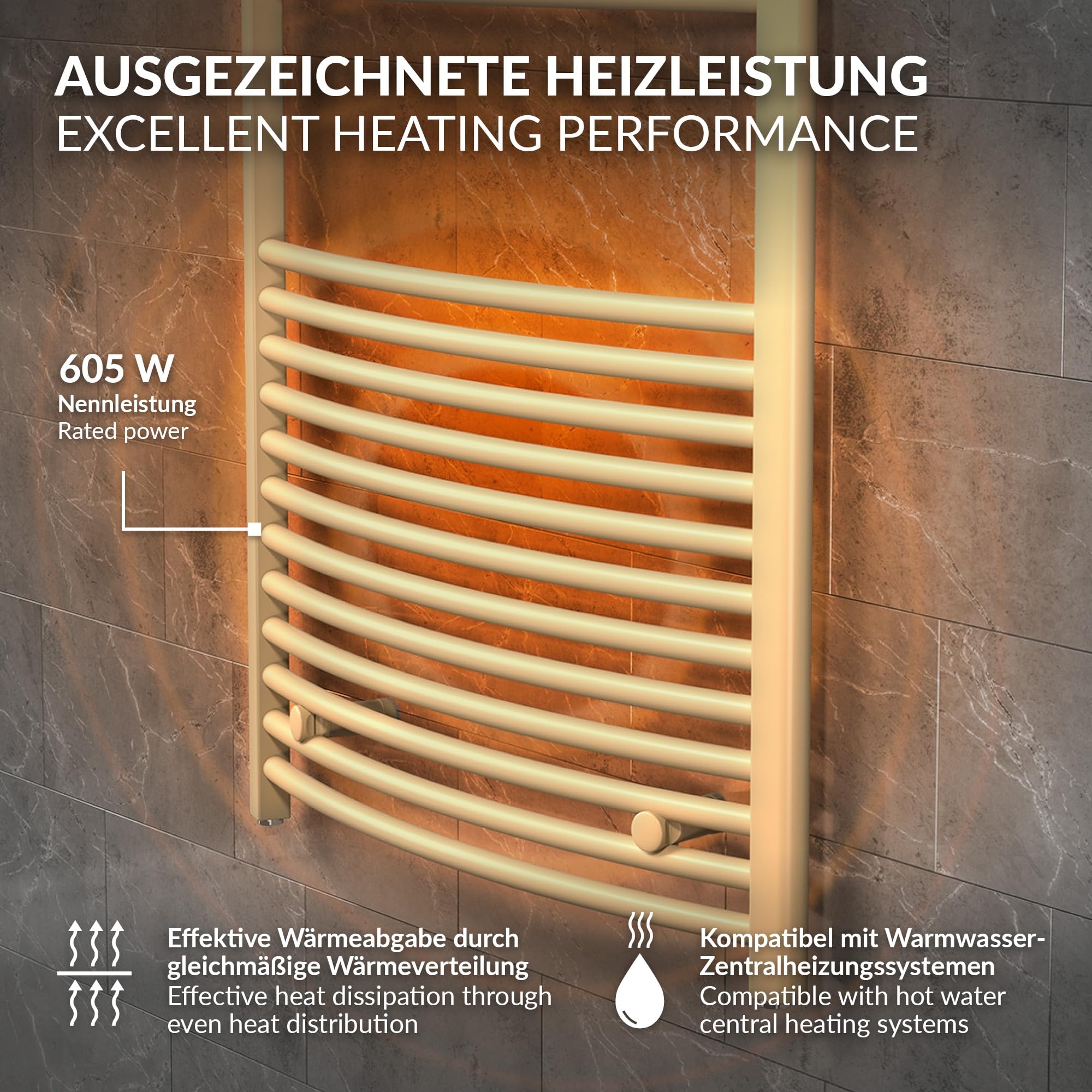 LuxeBath Sèche-Serviettes 500x1500 mm et Kit Robinet d'Angle Thermostatique