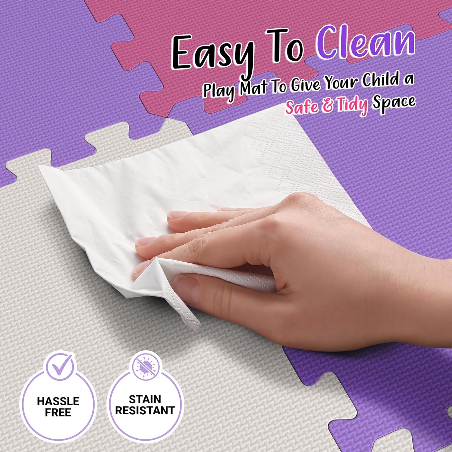 36 Tiles with Borders | 12" x 12" Baby Play Mat Foam Puzzle Floor Tiles | Non-Toxic Soft Waterproof Interlocking EVA Playmat for Nursery Playroom Playpen Toddler Tummy Mat
