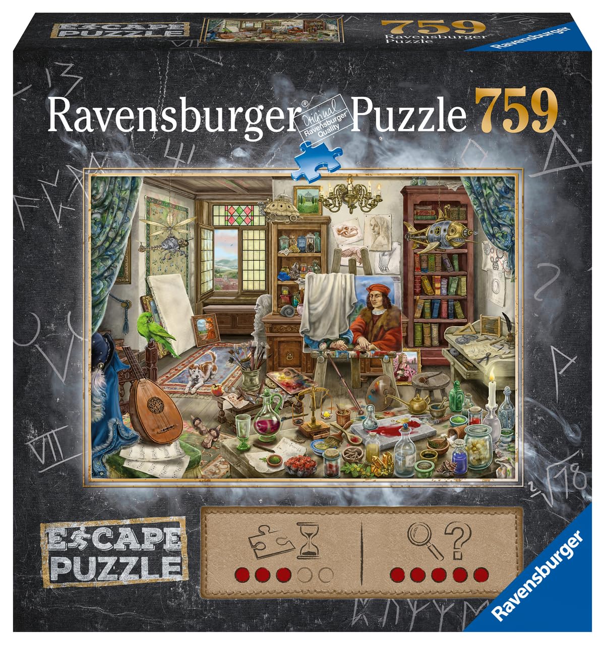 Ravensburger - Escape Puzzle - Atelier d'artiste - pour Adultes et Enfants dès 12 Ans - 759 pièces, 1 Guide de Jeu, 1 enveloppe Solution - Inspiré des Jeux d'évasion - 16843