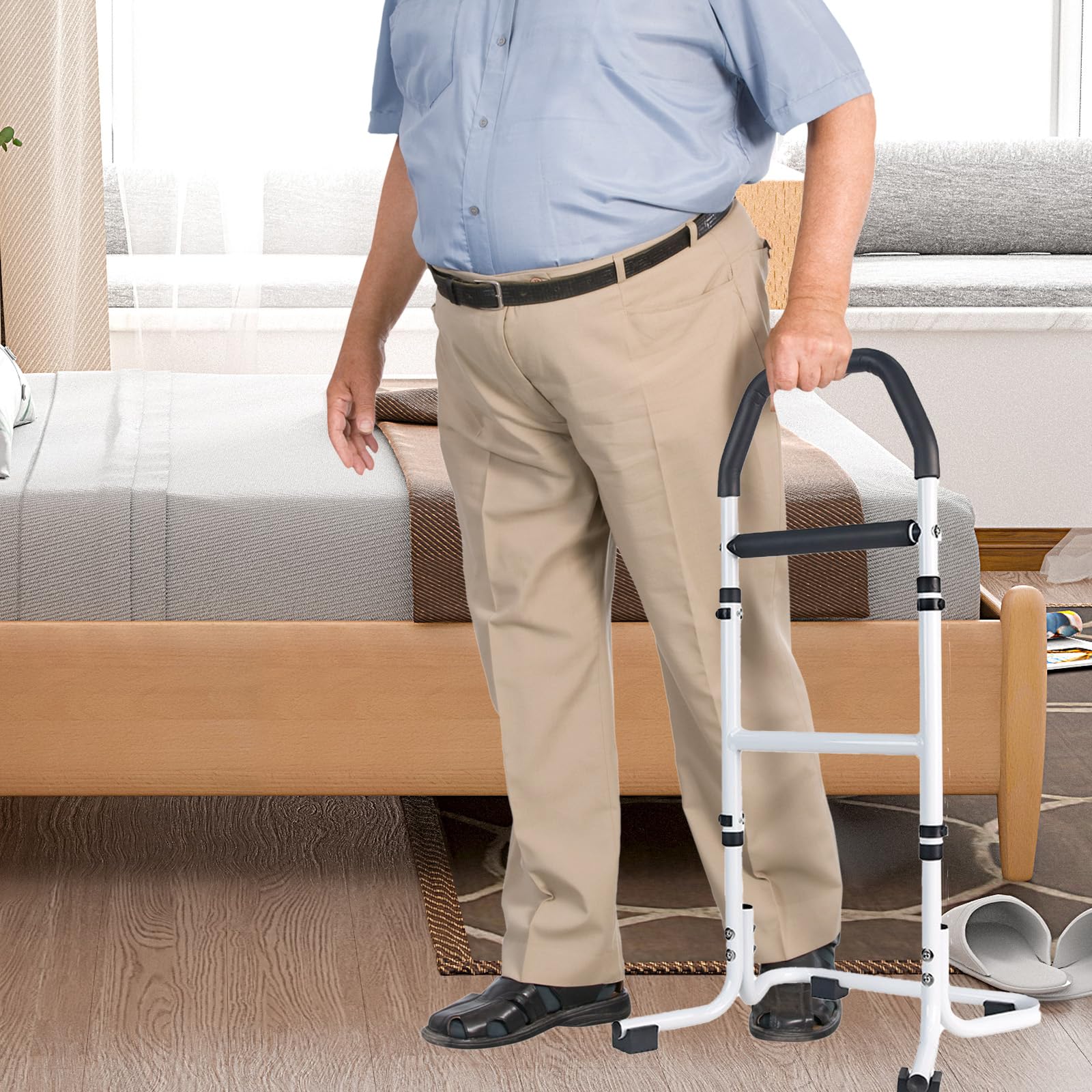 Supporto per Anziani, Supporto per Alzarsi dal Letto/Divano/WC, Altezza Regolabile, Antiscivolo Aiuto per Alzarsi dal Letto per Anziani, Persone con Limitata Mobilità (Piedini Antiscivolo)