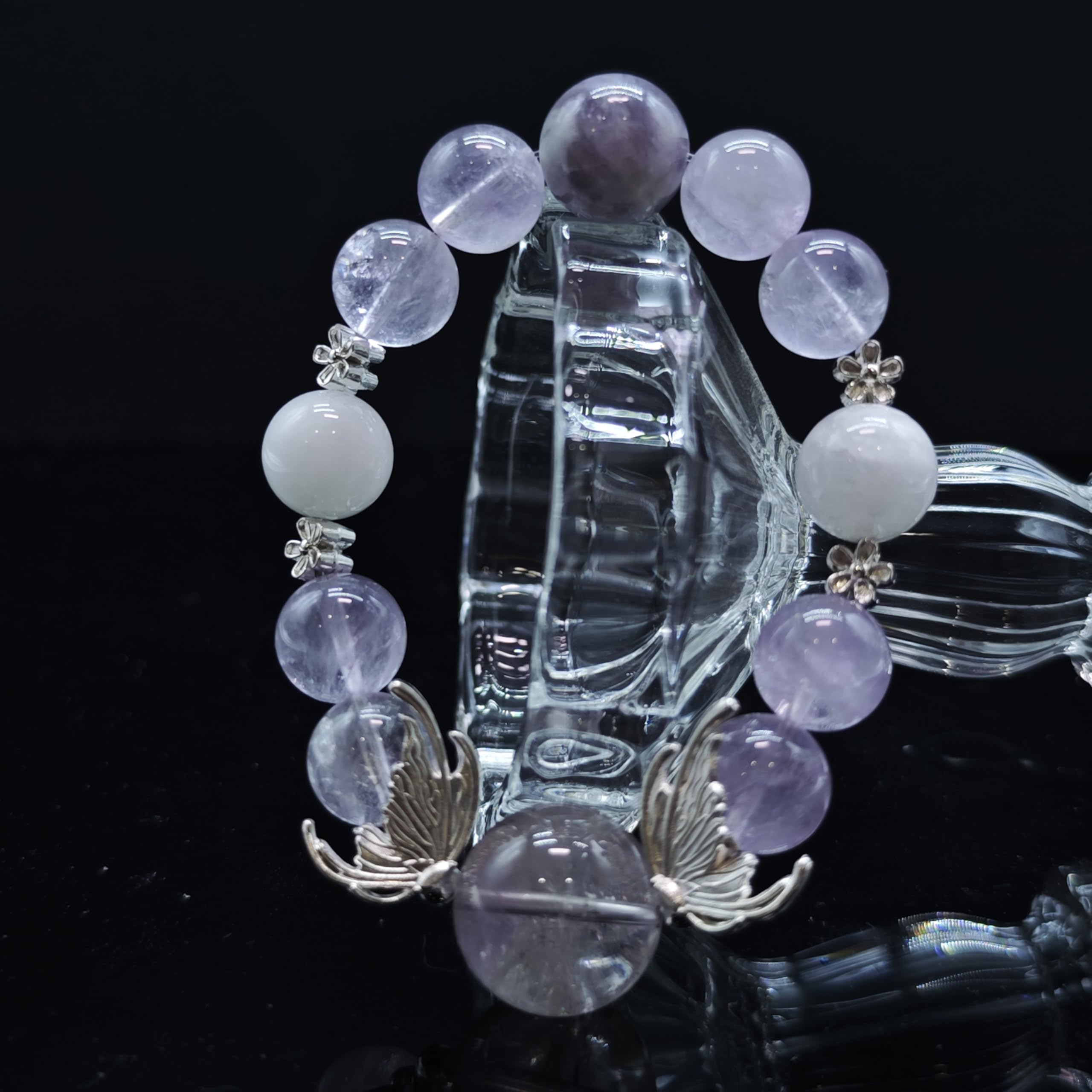 Bracciale Cristallo Bracciale Elastico Personalizzato in Ametista Naturale Fatto A Mano per Donna Yoga Meditazione Compleanno FESTIVITÀ