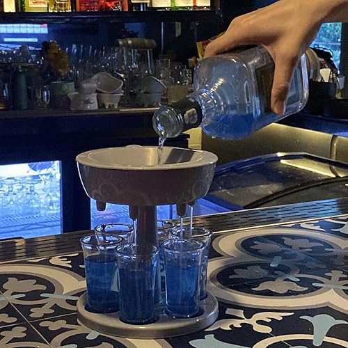 Miniatura 5 de ADOTBLOB Dispensador y soporte de vidrio para 6 chupitos, dispensador de chupitos con 6 tazas de vasos de chupito de 2 onzas, dispensador múltiple