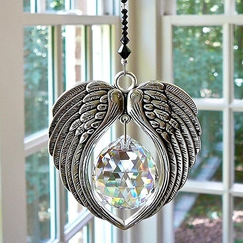 Miniatura 5 de Angel Suncatcher - Colgante de ángel de cristal, alas de ángel, campanillas de viento de cristal para exteriores, decoración del hogar, colgante de