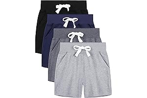 4 Pack Boy's Athletic Shorts Pull-on Knit with Pockets