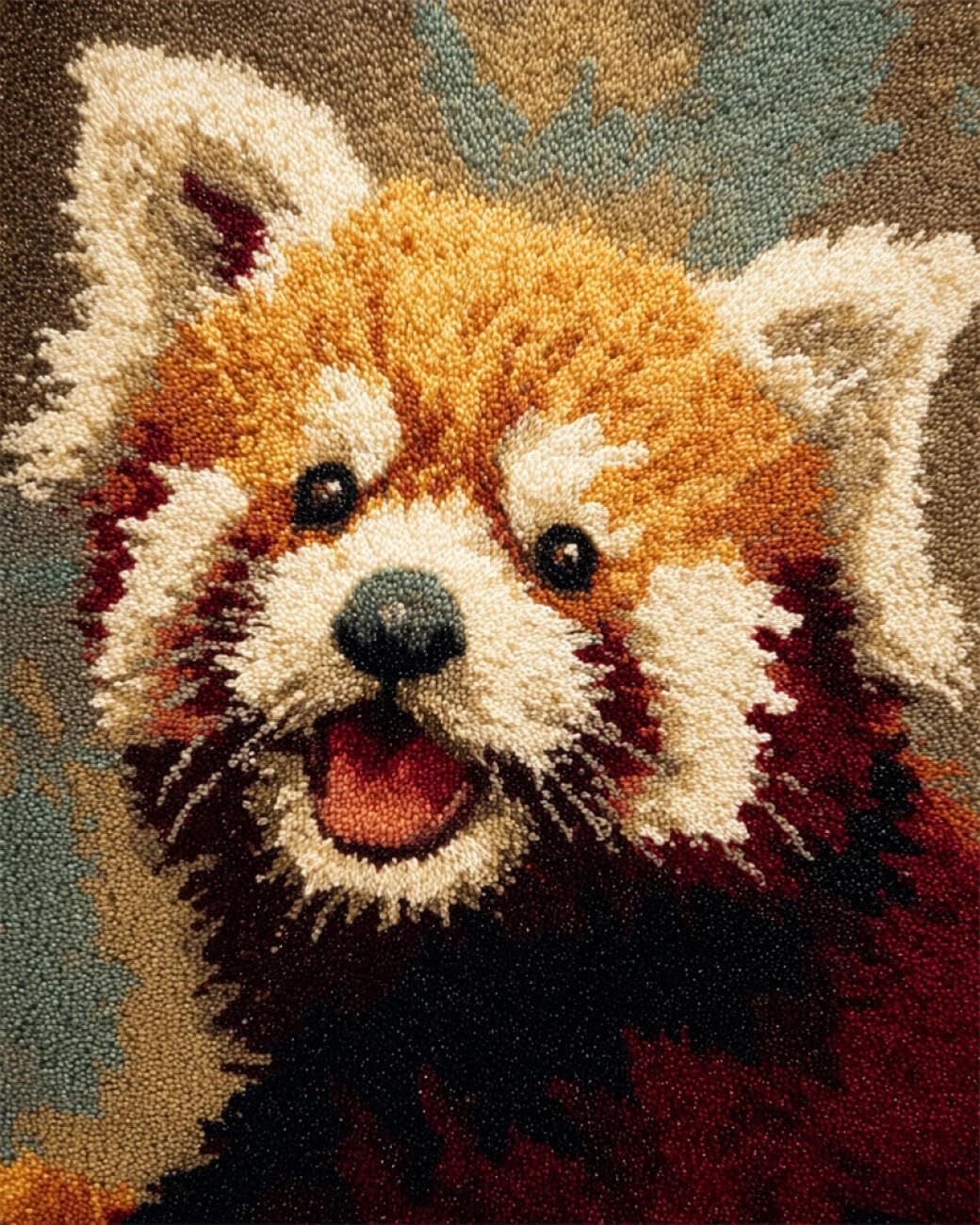 Henypt DIY Latch Hook Rug Kit Portrait of a red Panda 80x115cm