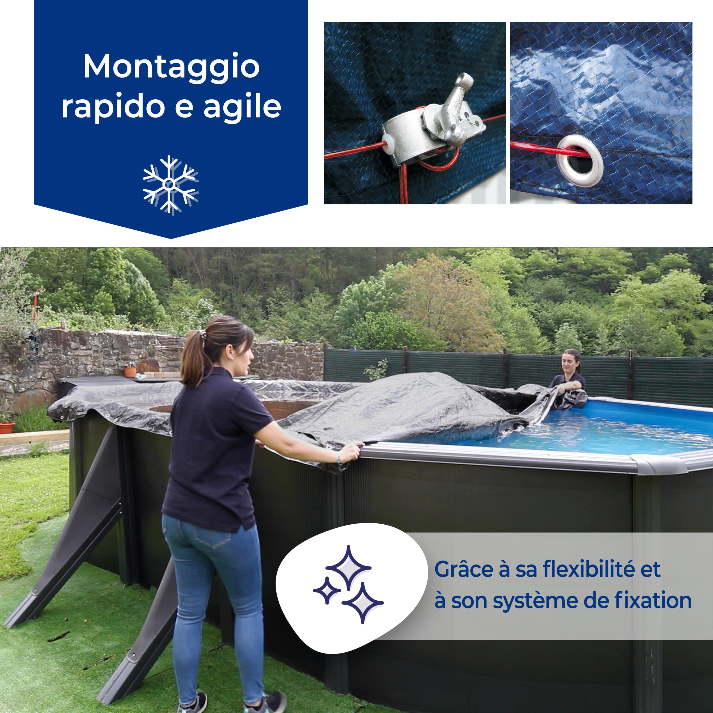 Gre Copertura Invernale polietilene 120g/m² Piscina Ovale 610x375 cm