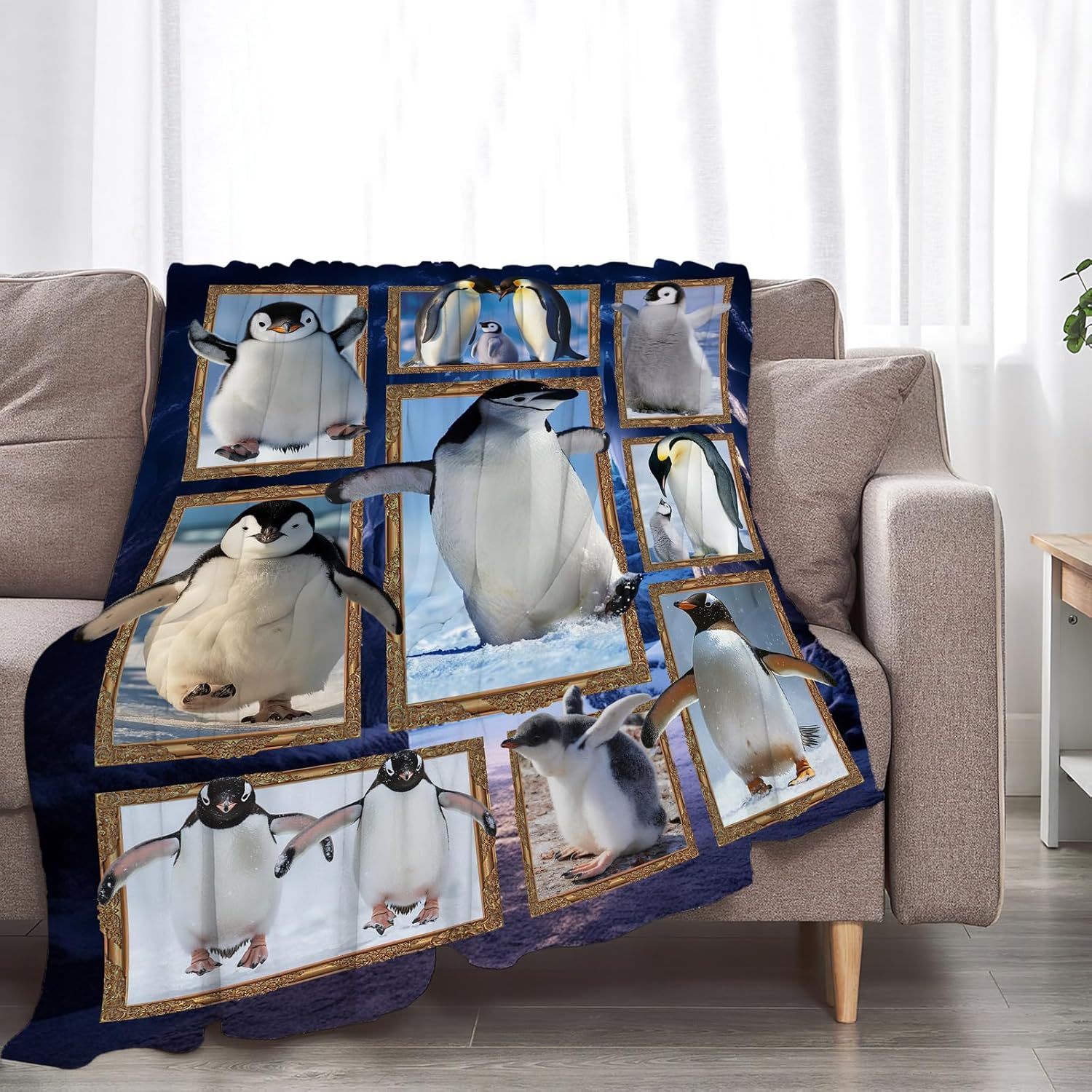 Penguin Blanket Fleece Soft Warm Plush Penguins Throw Blanket Lightweight Plush Fuzzy Cozy Cute Penguin Blankets for Lover Kids Adult Suitable for Couch Sofa Bed 50"X40" - Image 3