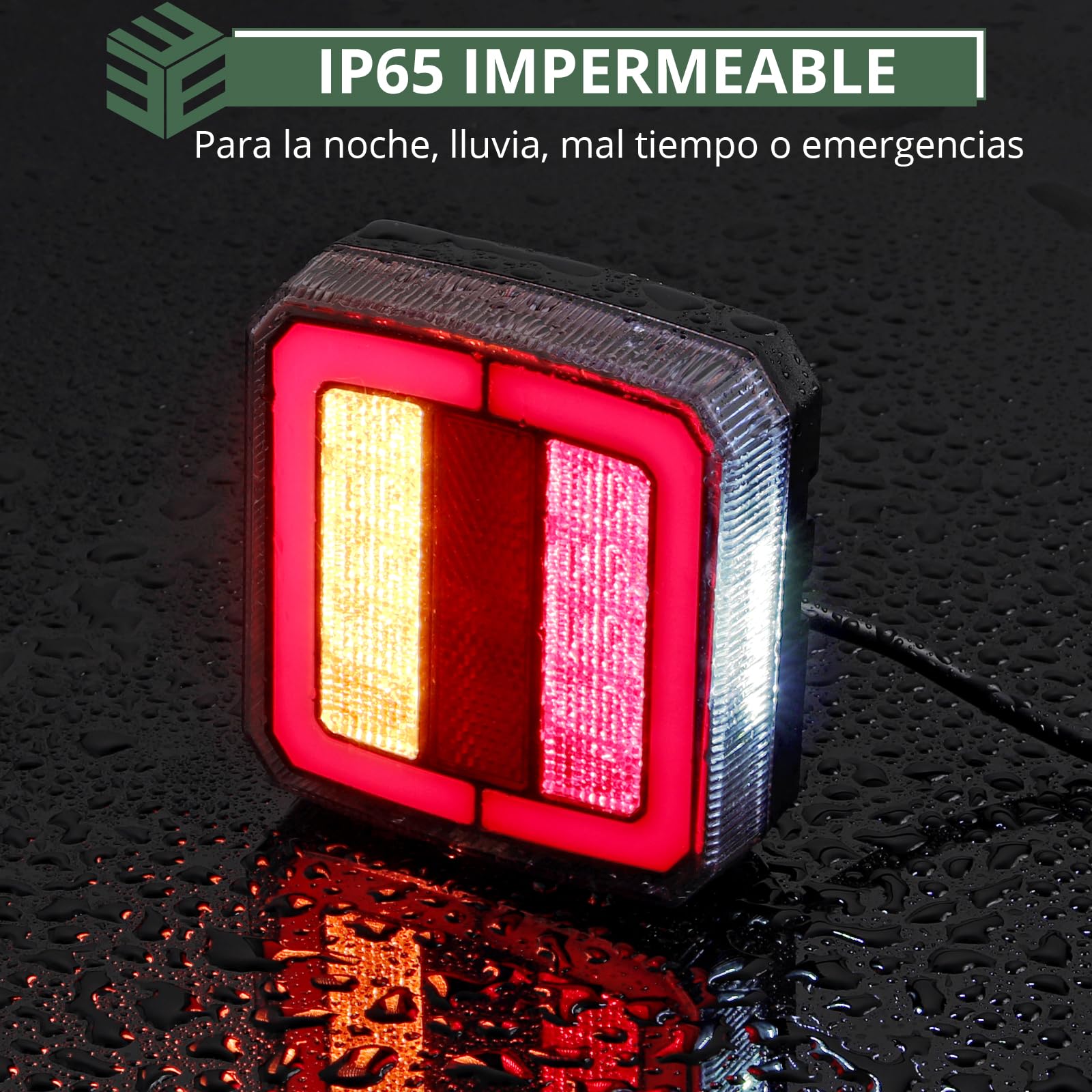 EYPINS 2×Luces Traseras para Remolque con Conexión Magnética 40 LED y 7 Pines,12-30V Pilotos Traseros IP65 con Cable 7.35m+2.4m,Luz de Posición Freno Intermitente y Reflector para Turismos Camiones