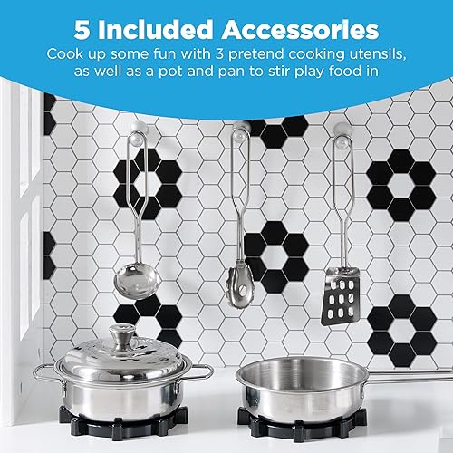 Miniatura 5 de Best Choice Products Juego de cocina de madera para niños con almacenamiento de juguetes, perillas de clic, ventanas, 5 accesorios incluidos,