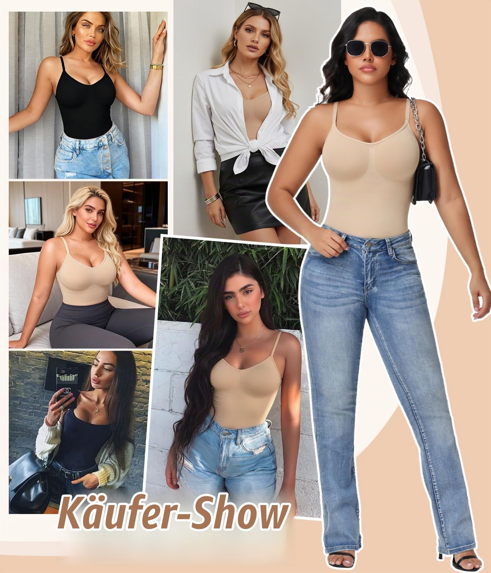 Niwicee Shapewear Damen Body Shaper Bauchweg Bodysuit Sculpting Shaping Miederbody Stark Formend Taillentrainer Bodysuit mit Verstellbarer Schultergurt