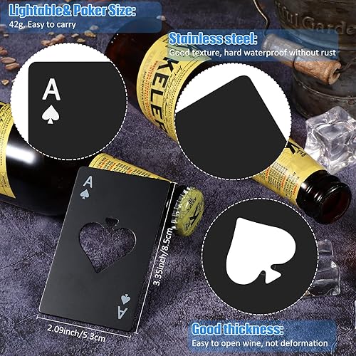 Miniatura 2 de Abridor de botellas de casino, 60 unidades, tamaño de tarjeta de crédito, regalos para padrinos de boda, abridor de cerveza divertido con forma de
