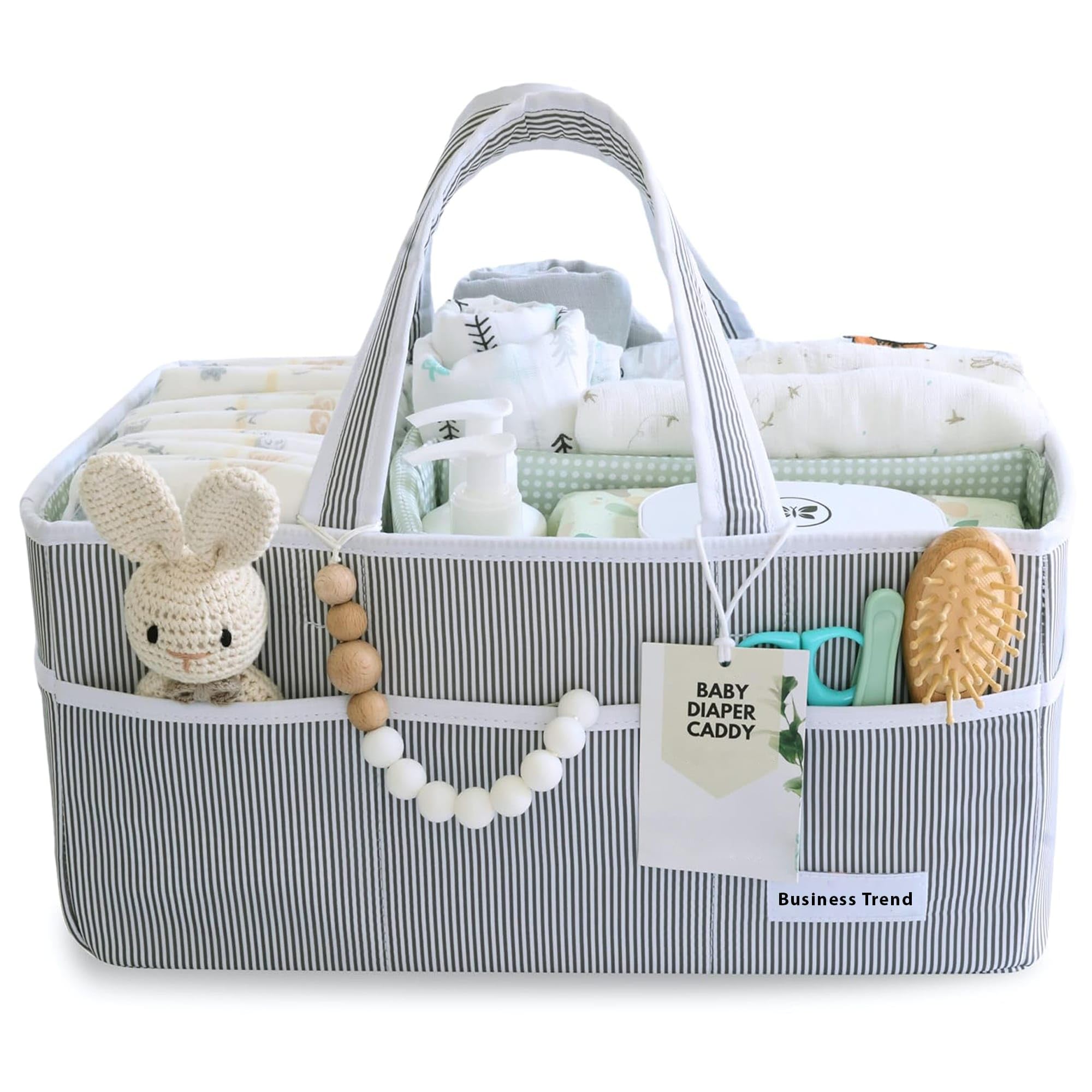 BUSINESS TRENDZ Nappy Caddy Organiser | Large Portable Baby organizer with Handles | Nursery, Bedroom & Car Travel Essential | Holds Nappies, Wipes & Creams, Newborn Essentials - Baby Shower