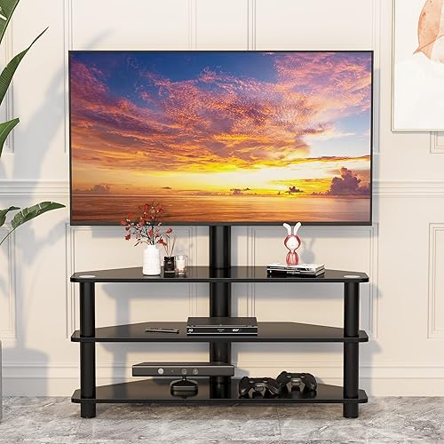 Miniatura 2 de Meihua Soporte de TV con soporte, centro de entretenimiento consola de soporte de TV con soporte giratorio para 32 a 65 pulgadas, soporte de